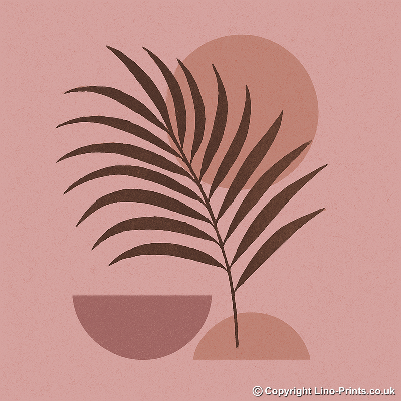Flowers and Plants Linoprint-Style Art (c522)