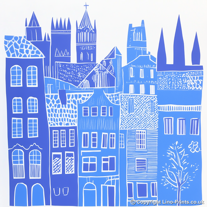 Barcelona Gothic Quarter Linoprint-Style Art (837-1)
