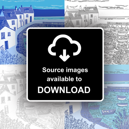 Wells-next-the-Sea, Norfolk Linoprint-Style Art (1114-1)