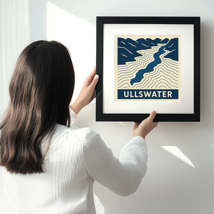 Lakes and Waters Linoprint-Style Art (c397)