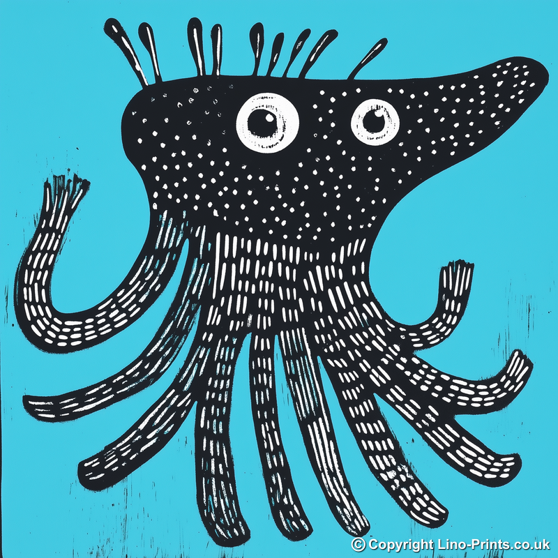 Cuttlefish Linoprint-Style Art (748-2)