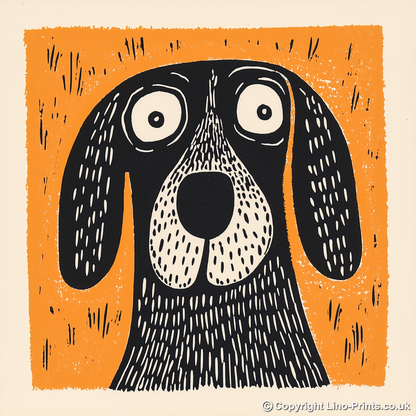 Beagle Linoprint-Style Art (1398-1)