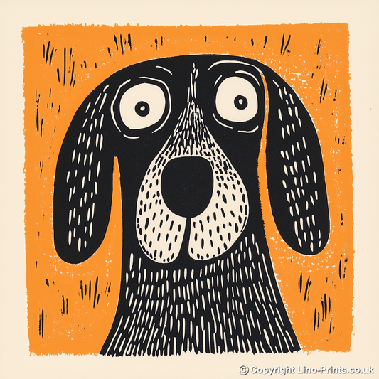 Beagle Linoprint-Style Art (1398-1)