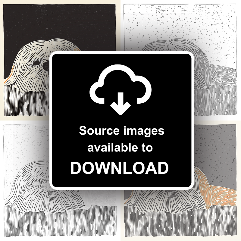 Shih Tzu Linoprint-Style Art (1486-1)