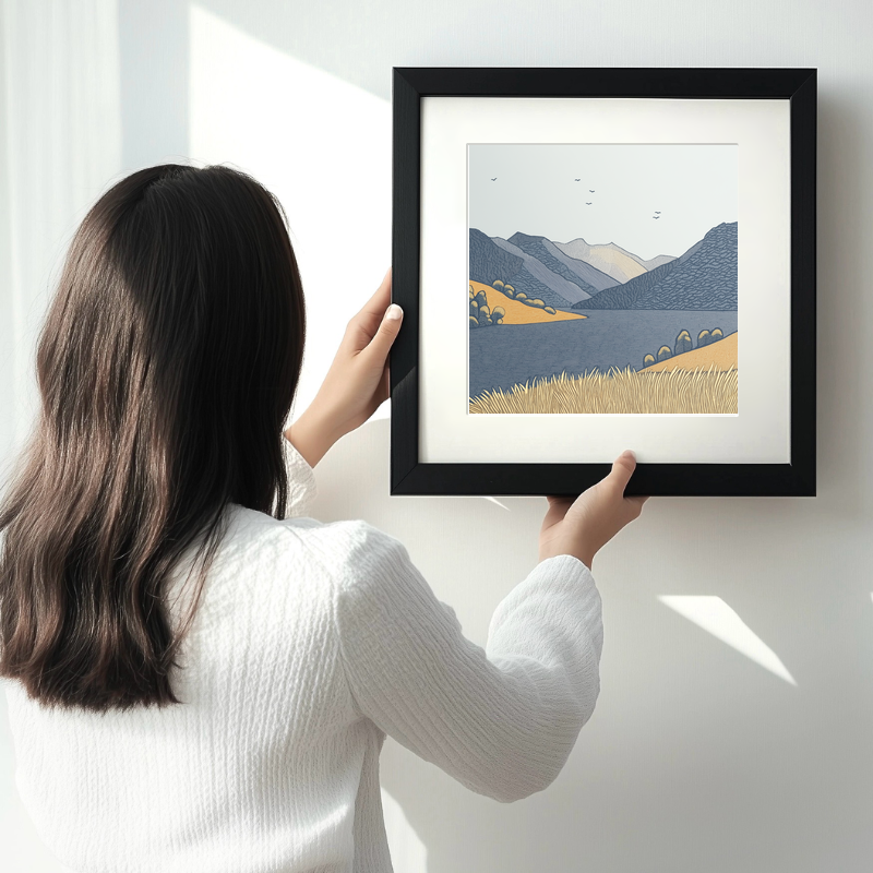 Place Fell above Ullswater Linoprint-Style Art (2505-1)