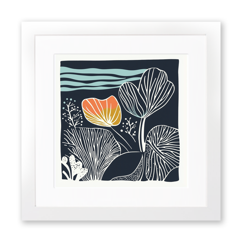 Organic patterns Linoprint-Style Art (1124-1)