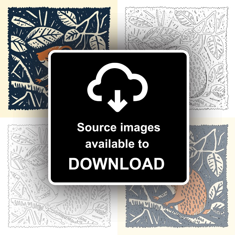 Cute Dormouse   Linoprint-Style Art (52-4)