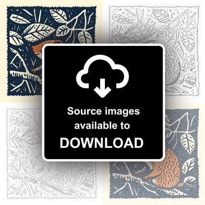 Cute Dormouse   Linoprint-Style Art (52-4)