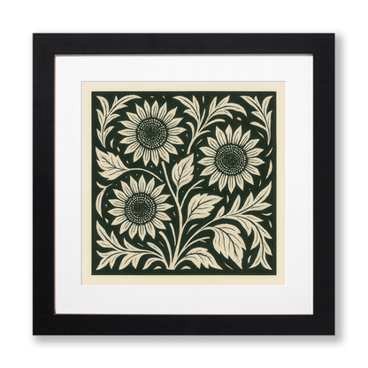 Flowers Linoprint-Style Art (c8)
