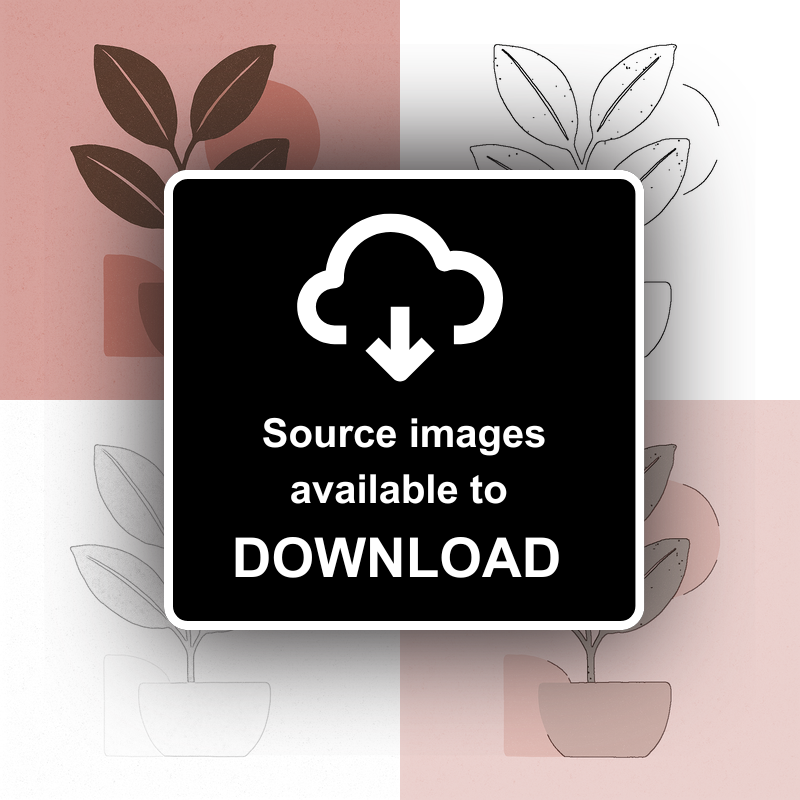 Flowers and Plants Linoprint-Style Art (c527)