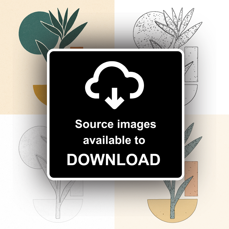 Flowers and Plants Linoprint-Style Art (c524)