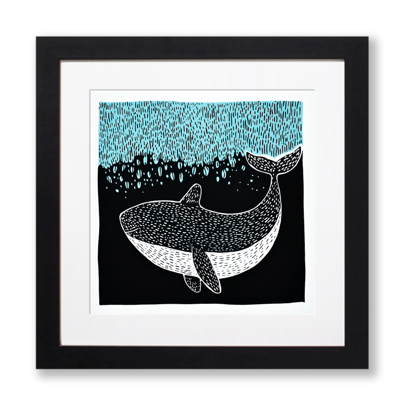 Beluga whale Linoprint-Style Art (744-1)