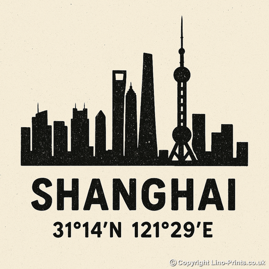 Place Coordinates Linoprint-Style Art (c345)