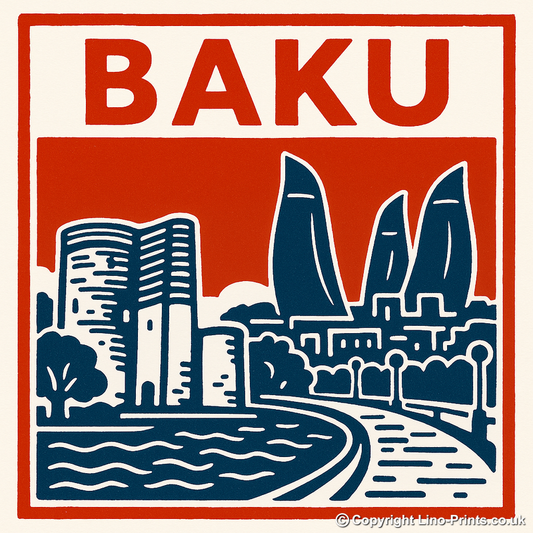 Cities Linoprint-Style Art (c242)