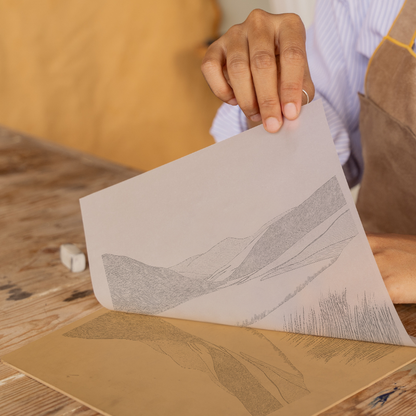 Skiddaw in the Lake District Linoprint-Style Art (2548-2)