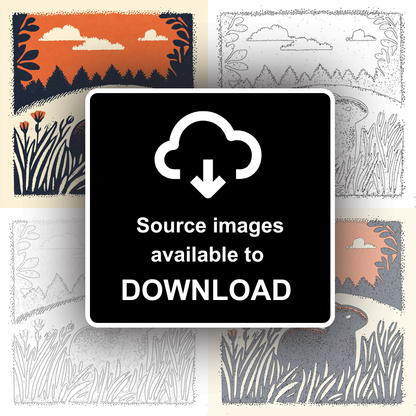 Cute Bunny Linoprint-Style Art (47-4)
