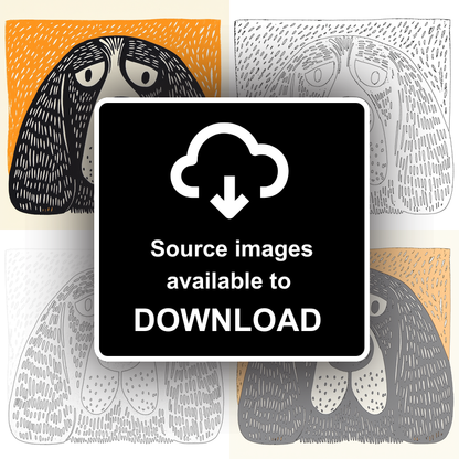 Basset Hound Linoprint-Style Art (1397-1)
