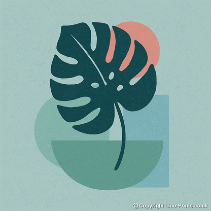 Flowers and Plants Linoprint-Style Art (c526)