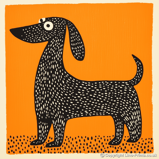 Dachshund Linoprint-Style Art (1461-1)