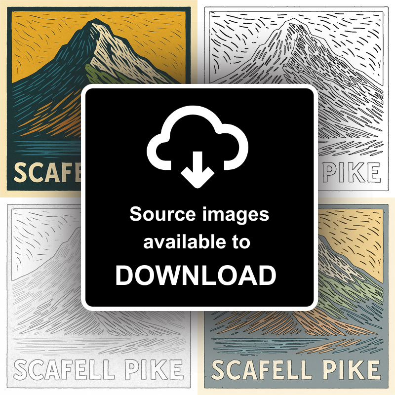 Mountains Linoprint-Style Art (c391)