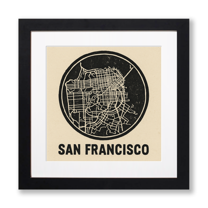 Maps Linoprint-Style Art (c28)