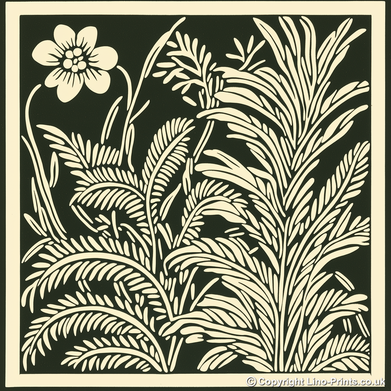 Fern Linoprint-Style Art (1713-1)