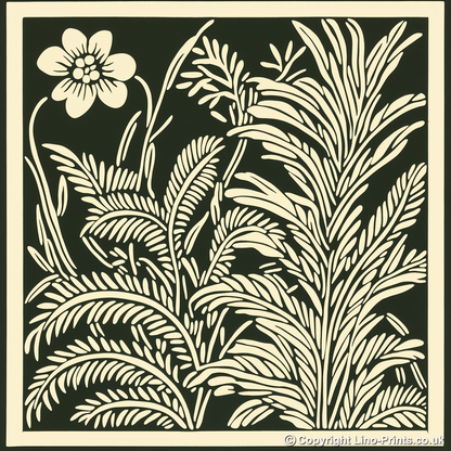 Fern Linoprint-Style Art (1713-1)