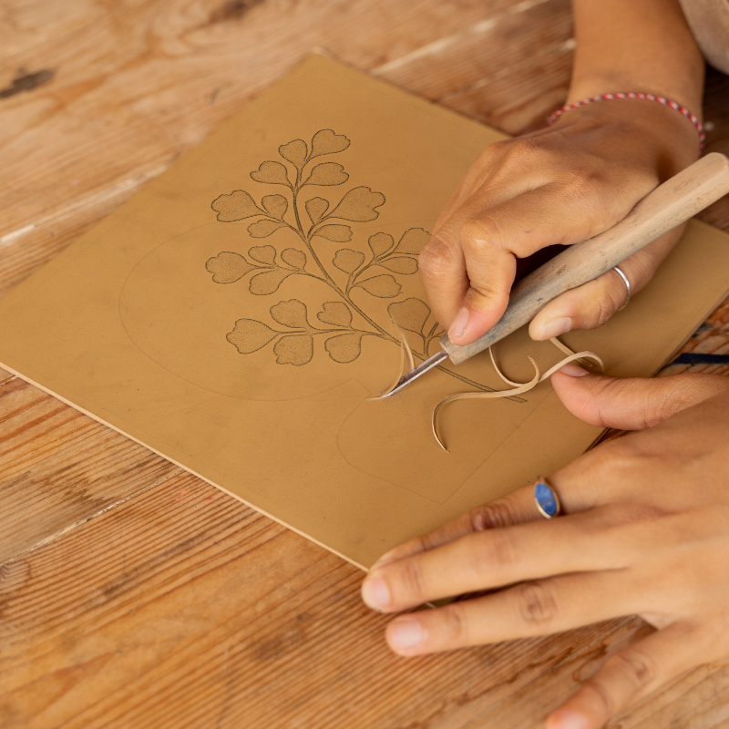 Flowers and Plants Linoprint-Style Art (c505)