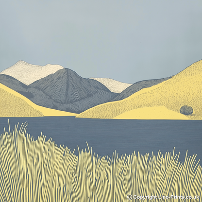 Grisedale Pike in the Lake District Linoprint-Style Art (2439-2)