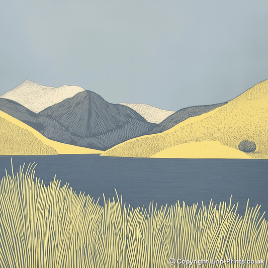 Grisedale Pike in the Lake District Linoprint-Style Art (2439-2)