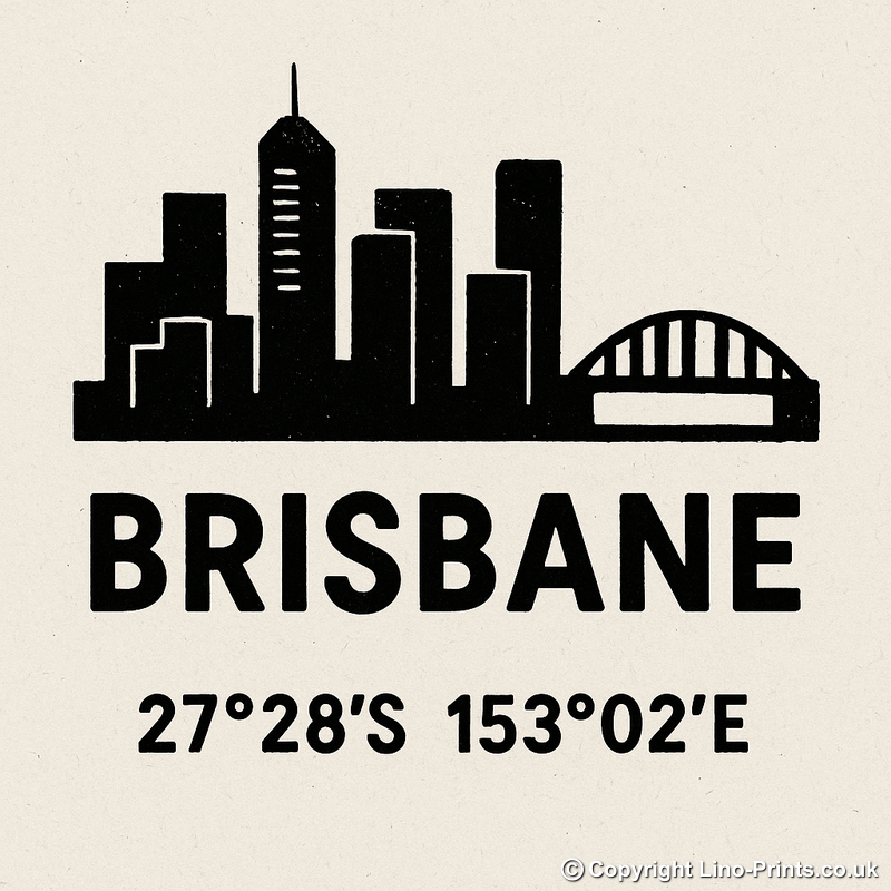 Place Coordinates Linoprint-Style Art (c291)