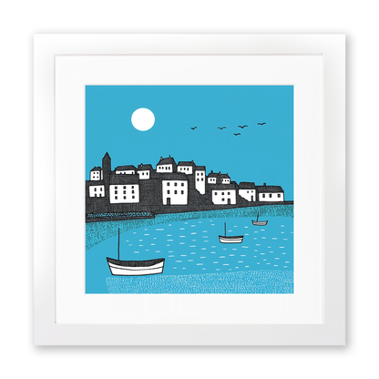St Ives Harbour, Cornwall Linoprint-Style Art (819-1)