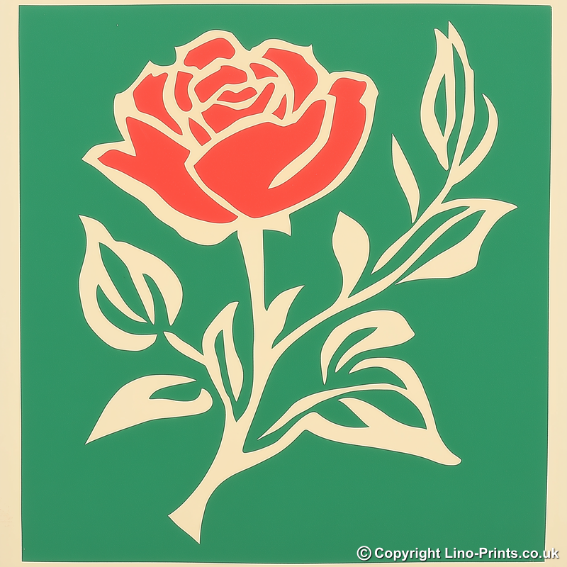 Rose Linoprint-Style Art (1674-1)