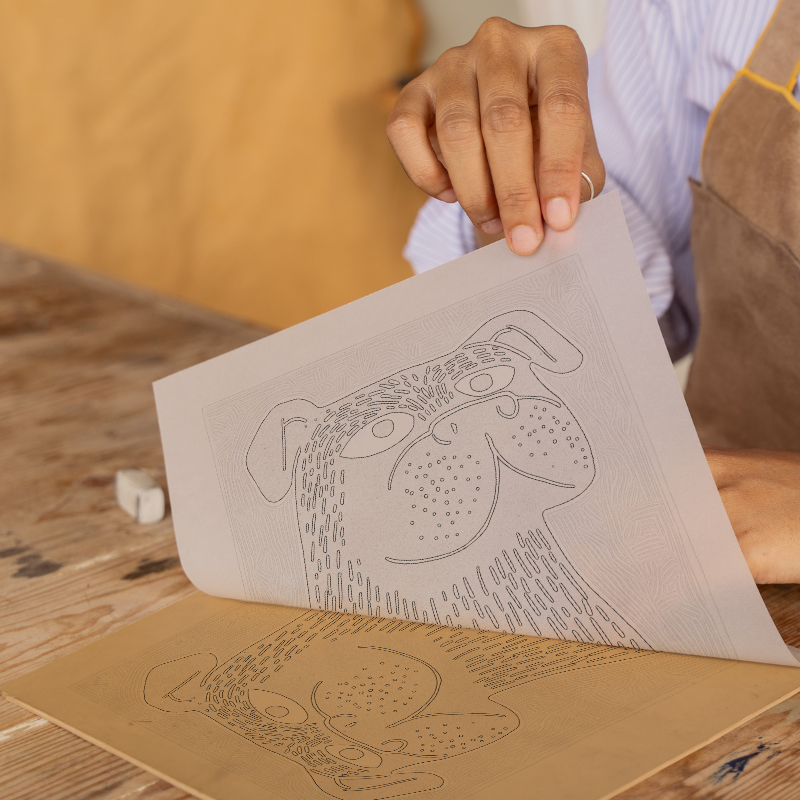 Bulldog Linoprint-Style Art (1454-2)