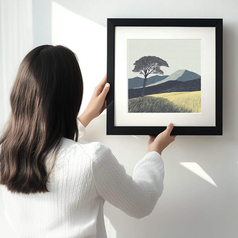 Skiddaw skyline silhouette Linoprint-Style Art (2549-2)
