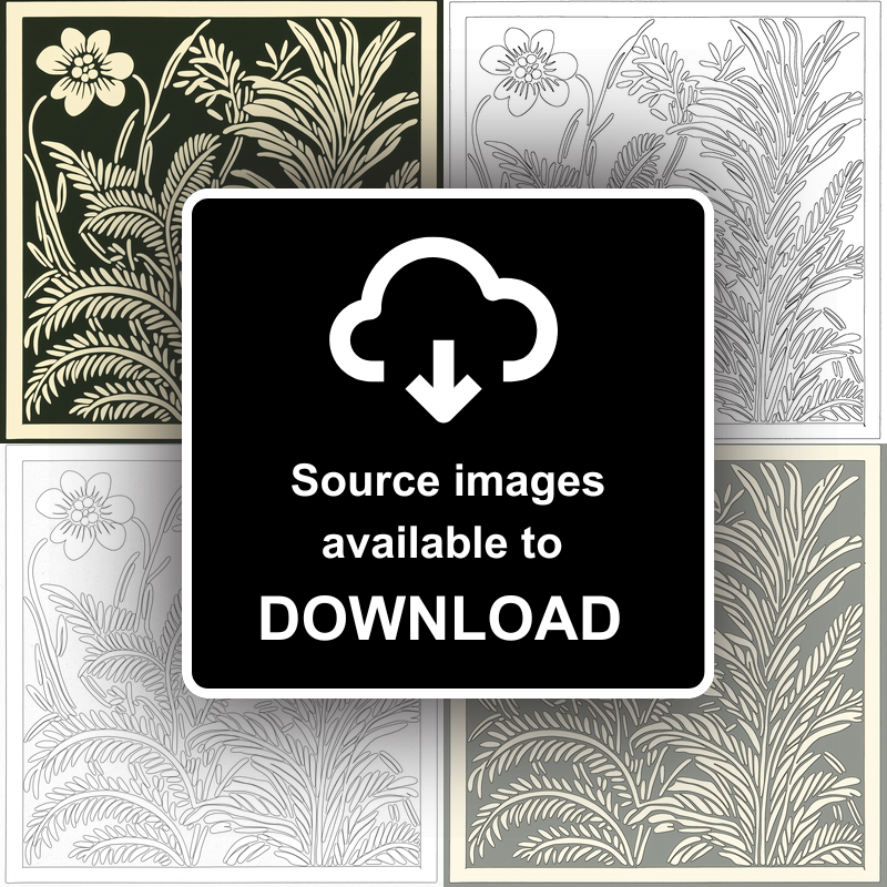 Fern Linoprint-Style Art (1713-1)