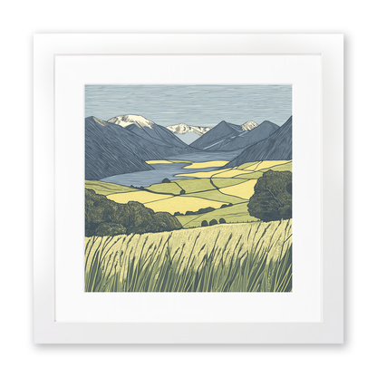 Grisedale Pike in the Lake District Linoprint-Style Art (2439-3)
