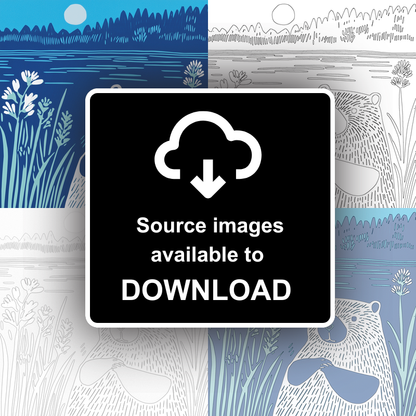 Cute Baby Beaver Linoprint-Style Art (900-1)