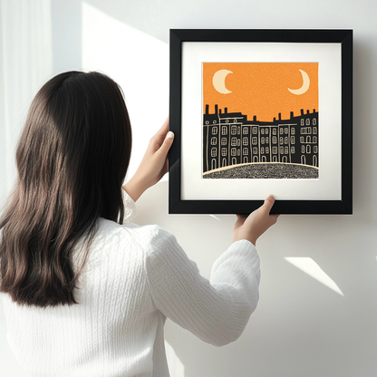 Royal Crescent, Bath Linoprint-Style Art (189-1)