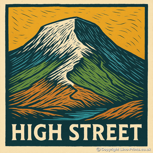 Mountains Linoprint-Style Art (c374)