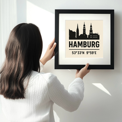 Place Coordinates Linoprint-Style Art (c255)