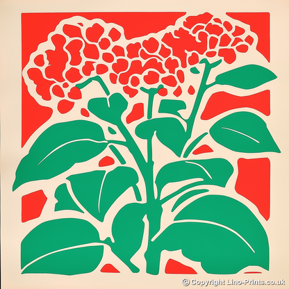 Lantana Linoprint-Style Art (1658-1)