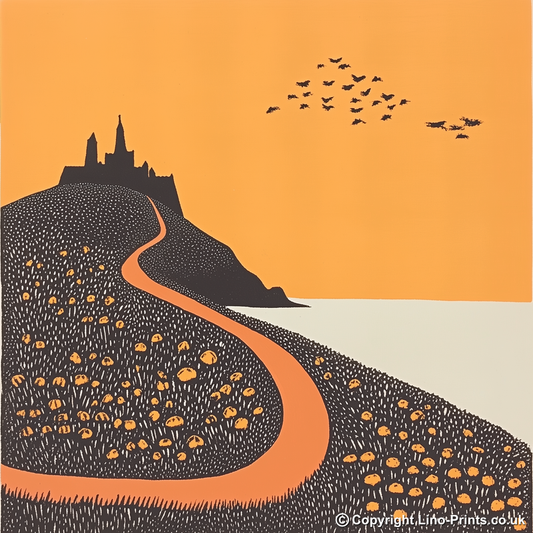 St Michael’s Mount, Cornwall Linoprint-Style Art (194-2)