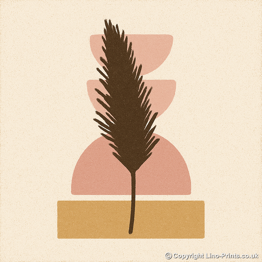 Flowers and Plants Linoprint-Style Art (c504)