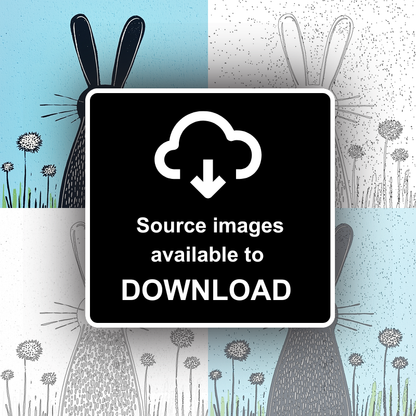 Cute Bunny Linoprint-Style Art (612-2)