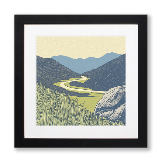 Friar's Crag viewpoint in the Lake District Linoprint-Style Art (2430-2)