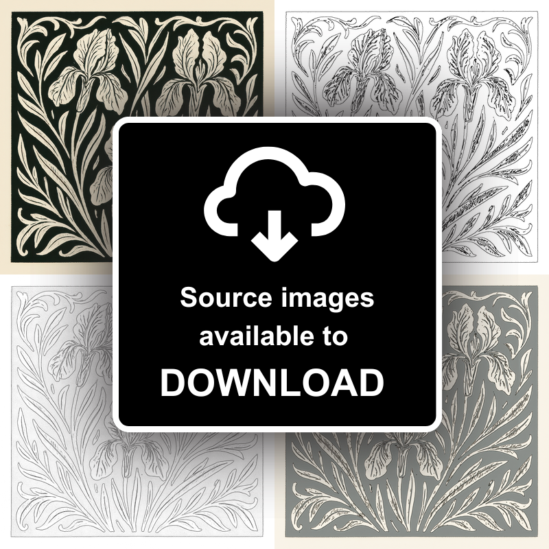 Flowers Linoprint-Style Art (c12)