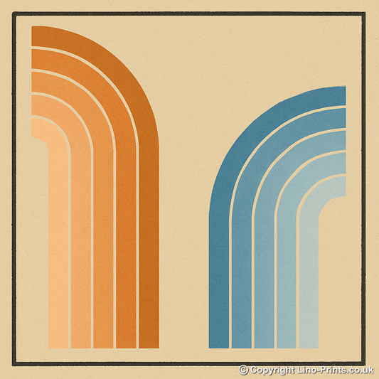 Bauhaus Design Linoprint-Style Art (c457)