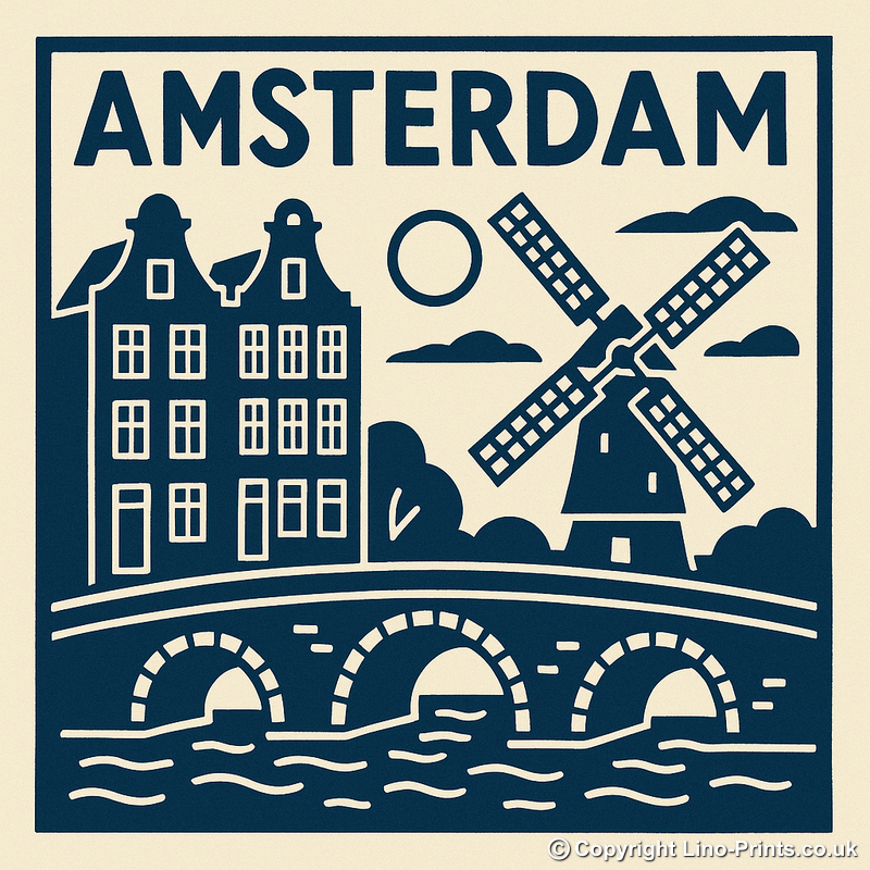 Cities Linoprint-Style Art (c246)