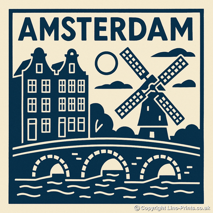 Cities Linoprint-Style Art (c246)